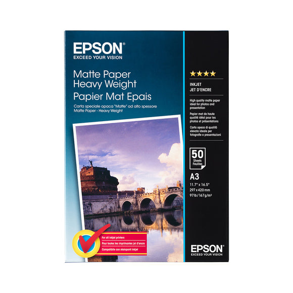 EPSON Matte Paper Heavyweight - A3 (50 Sheets) European packaging