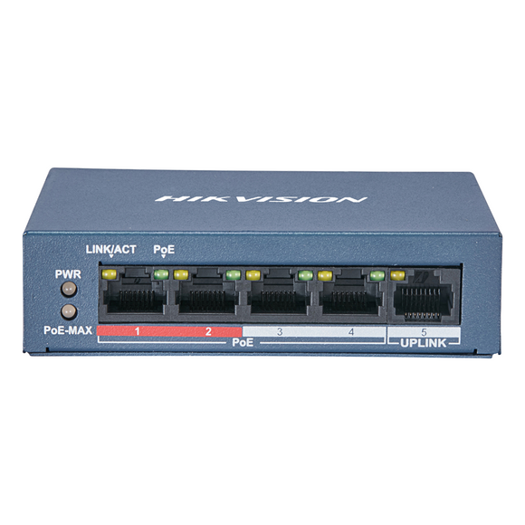 Hikvision L2 4 Port Fast Ethernet Unmanaged PoE Switches  DS-3E0105P-E/M(B)