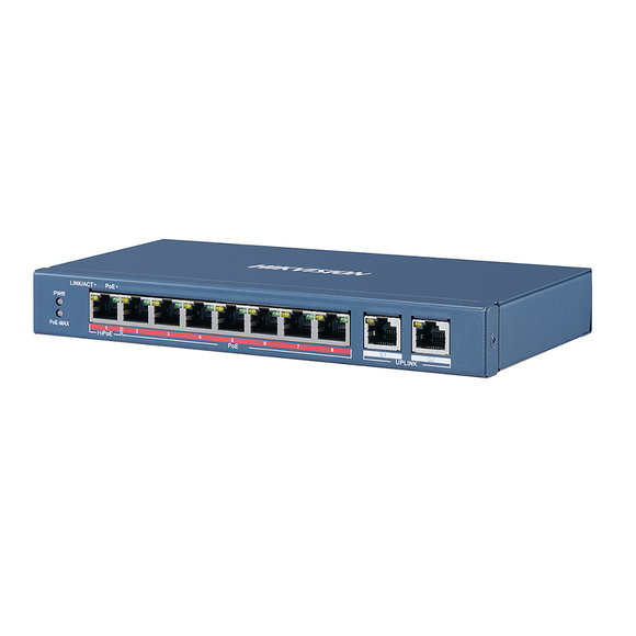 Hikvision L2 8-Port 100 Mbps Long-Range  Unmanaged Hi-PoE Switches Dual Uplink DS-3E0310HP-E