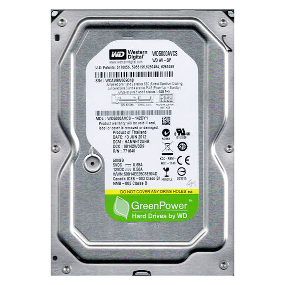 Western Digital AV-GP WD5000AVCS 500GB 5400RPM 32MB Cache SATA 3.0Gb/s 3.5inch Internal Hard Drive